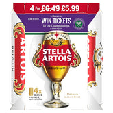 Stella Artois - Belgium Premium Lager Beer (4.6% ABV), 4 x 440ml pack, with a chance to win tickets to the Wimbledon Championships.